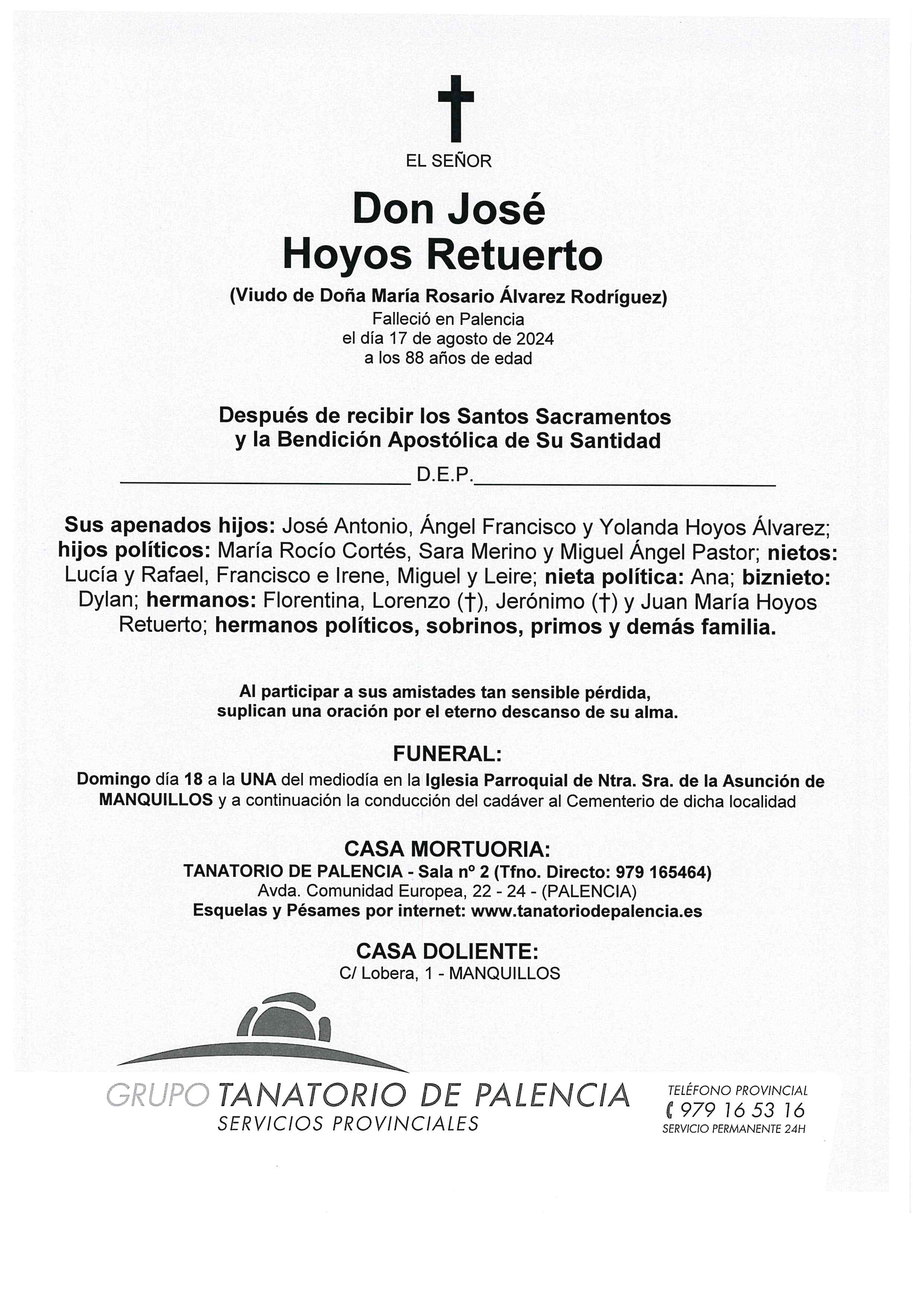 EL SEÑOR DON JOSÉ HOYOS RETUERTO